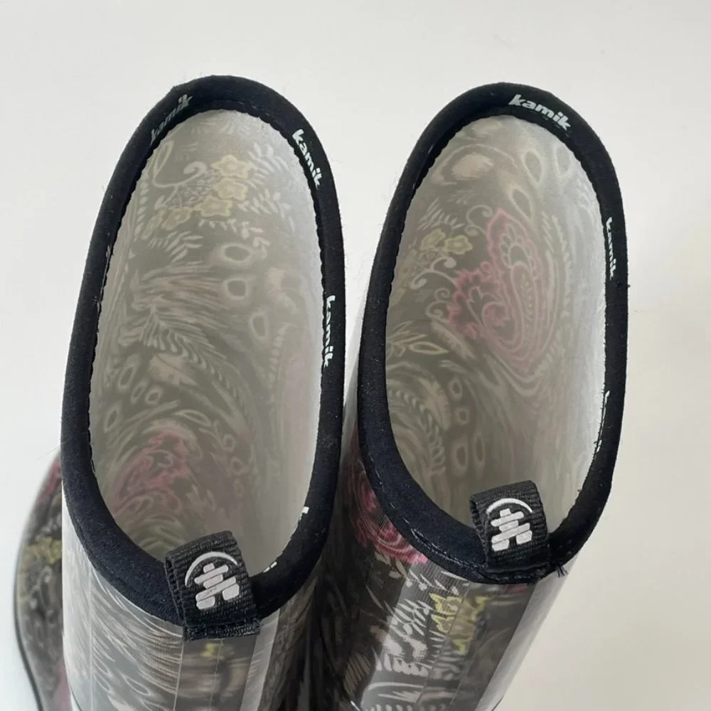 EUC Kamik Paisley Rain Boots Women's Size 9 Waterproof Rubber Boots